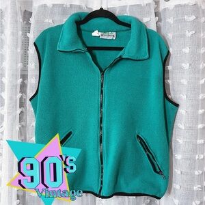 Vintage 90s Teal Fleece Vest